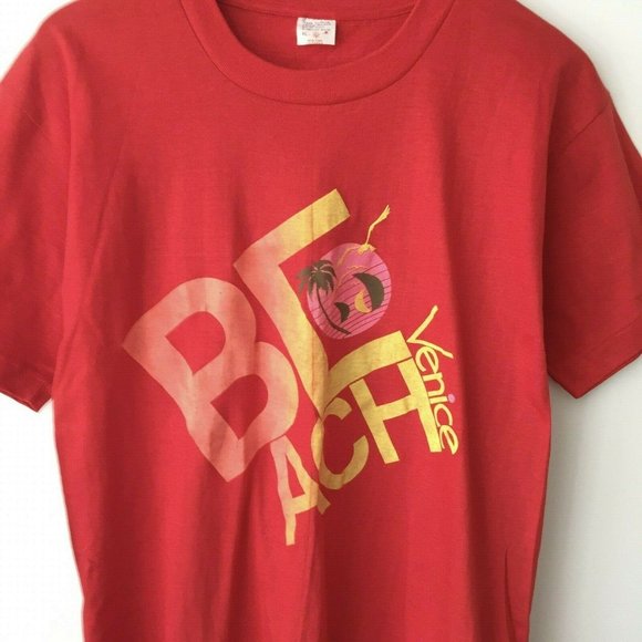 VINTAGE 80s/ 90s Venice Beach T Shirt Surf Wear Gear - Picture 5 of 11